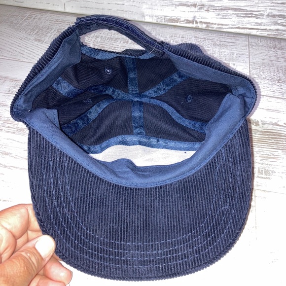 Pilatus red dragon logo Hat Camp Cap Blue Corduroy - Vintage Adjustable . - Picture 3 of 5